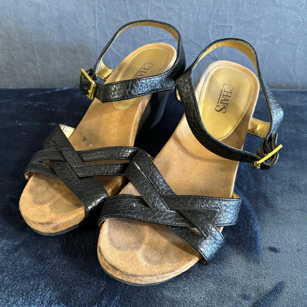 Chaps Ralph Lauren Sandals Wedges Womens Size 8 Leather Comfort Office Preppy